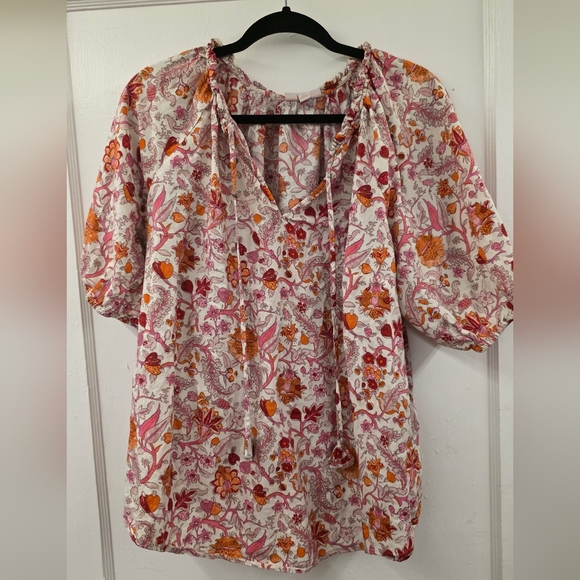 Knox Rose Tops - Knox Rose Floral Peasant Blouse – Size XXL – 100% Cotton
